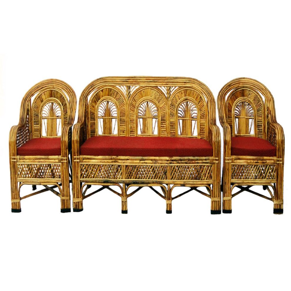 Bamboo Cane Sofa Set With Table 5 Seater Sofa Set With Table